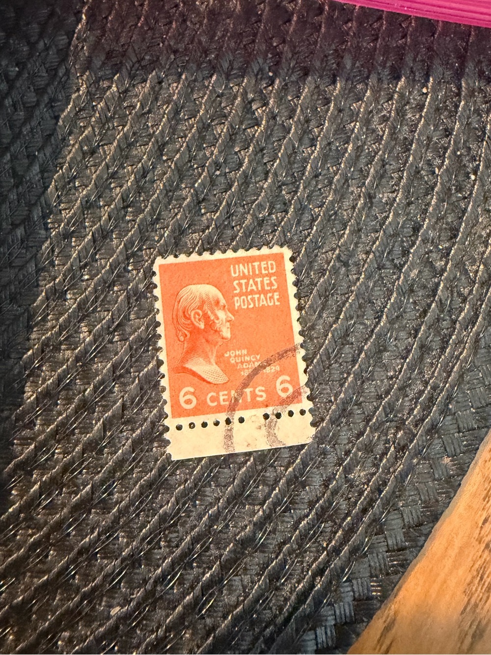 Vintage John Quincy Adams 1939 6 Cent Canceled Stamp